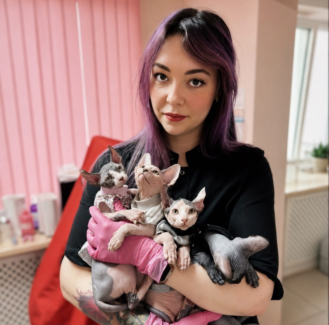 Курочкина В.В. с котятами